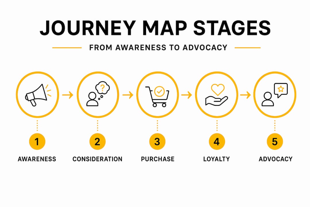 Infographic showing customer journey stages