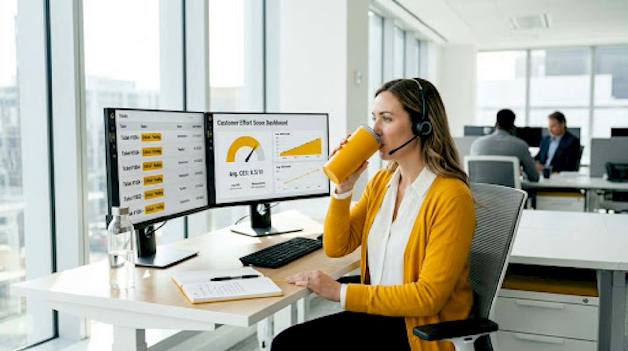 Service rep managing customer friction metrics