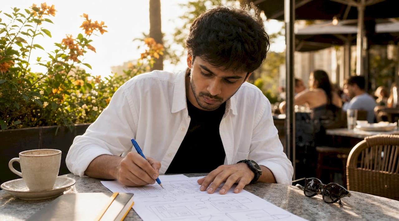 Person taking notes on SERVQUAL diagram
