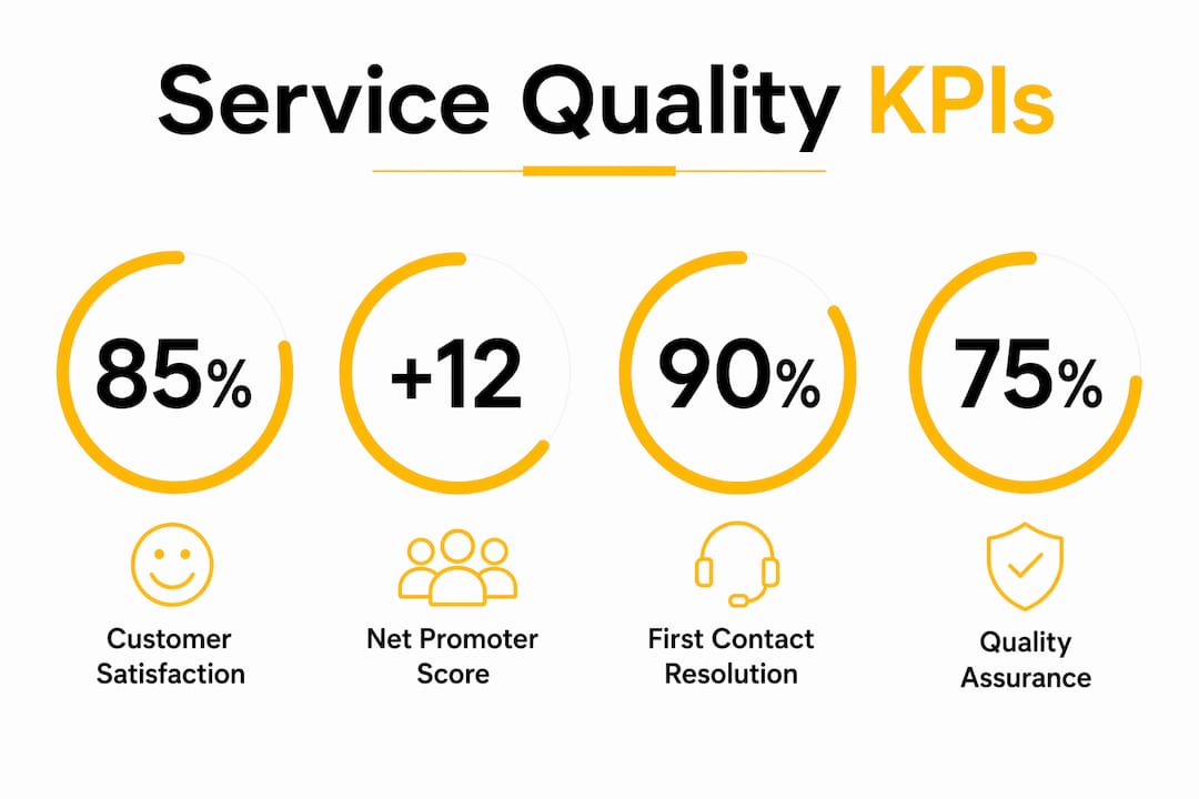 Infographic showing key service quality KPIs