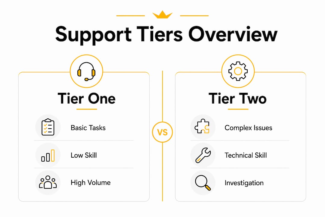 Infographic contrasting tier one and tier two support roles