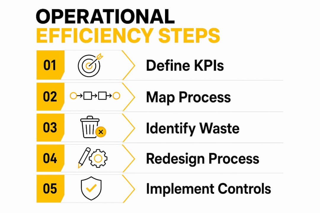 Infographic outlining steps to improve operational efficiency