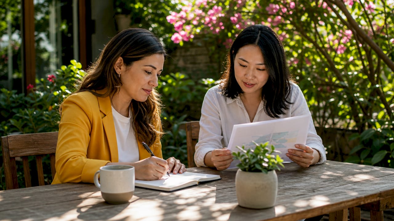 Two professionals reviewing cultural guidelines