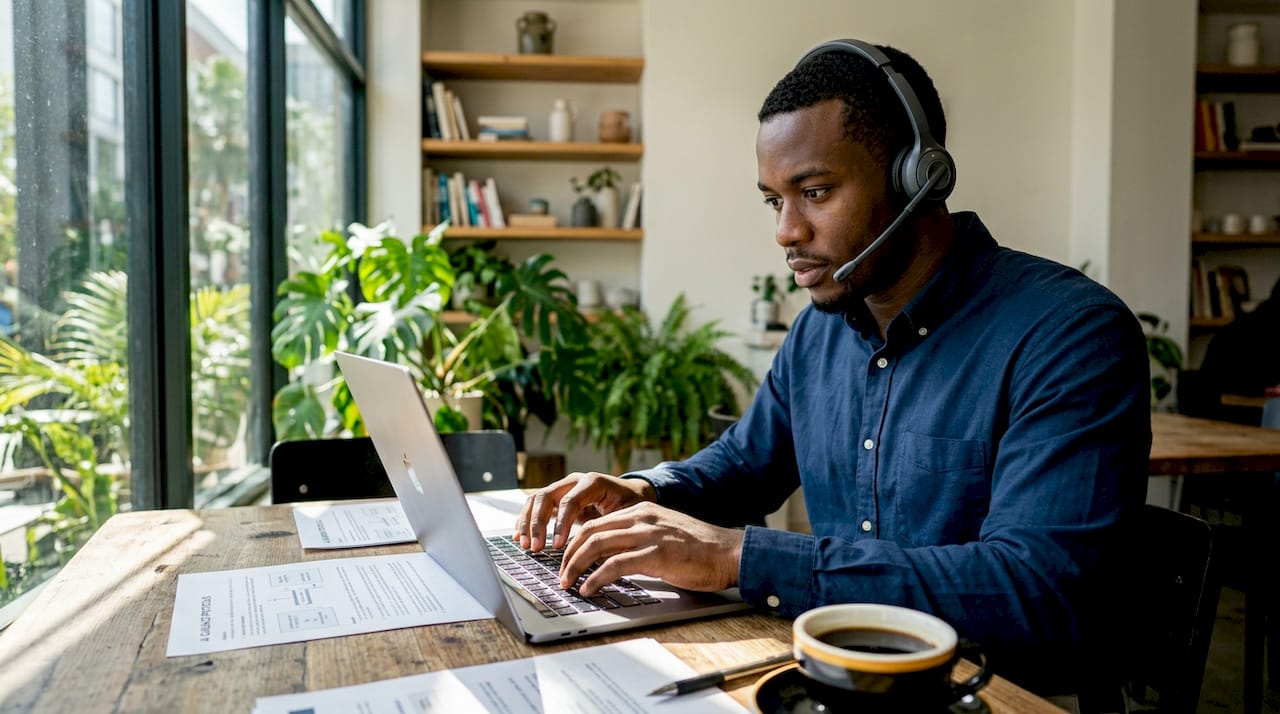 Agent typing while reviewing AI guidance documents