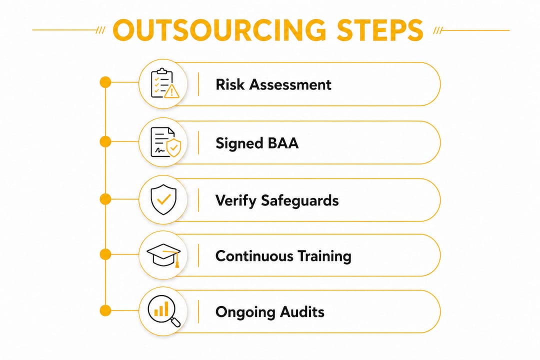 Infographic outlining key HIPAA outsourcing steps