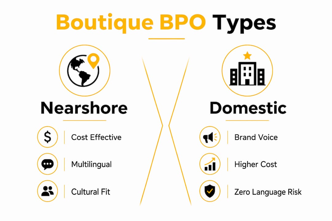 Infographic comparing types of boutique BPO alternatives