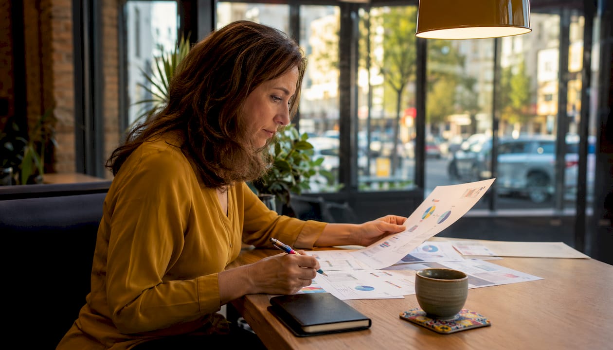 Printed SME BPO provider profiles on desk with hands