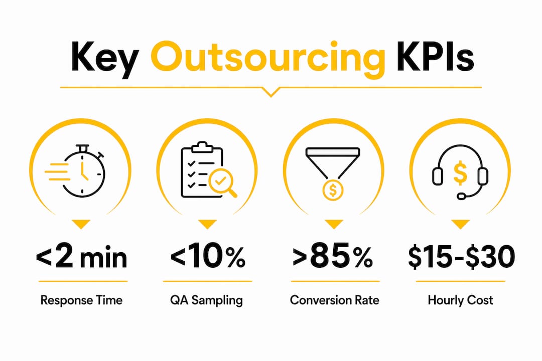 Infographic showing key legal intake outsourcing KPIs
