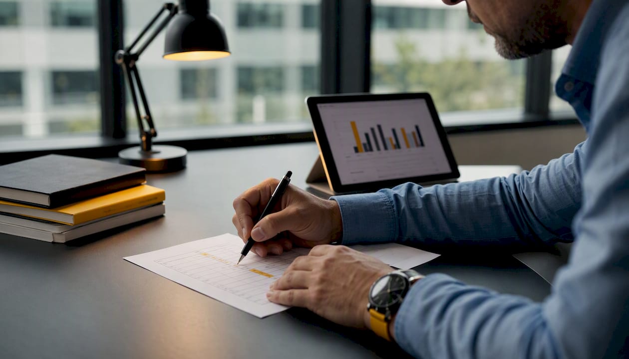 Hands writing triage score on paper