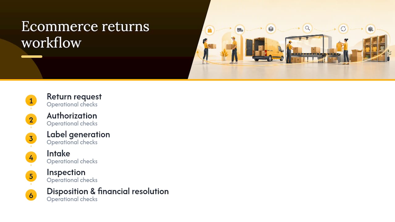 Diagram of six-stage returns workflow