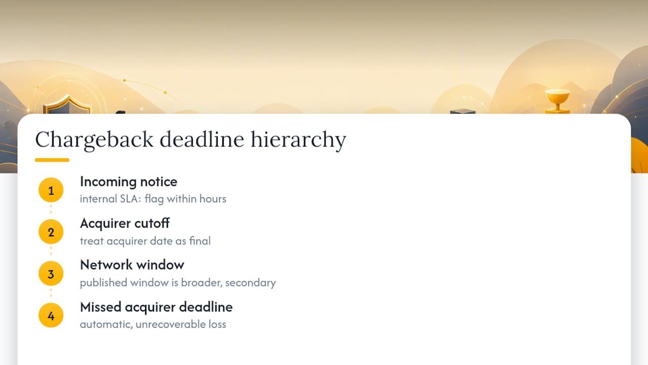 Chargeback deadline hierarchy and triage workflow