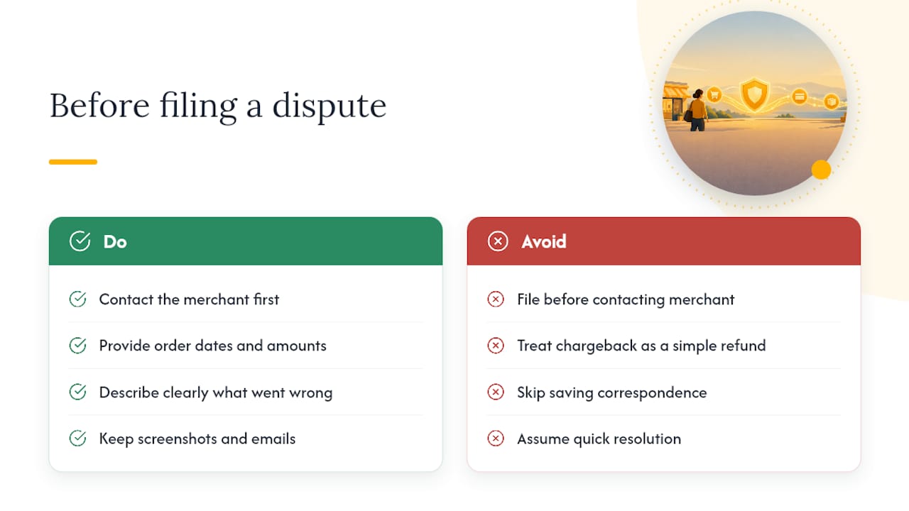 What cardholders should know before filing a dispute — overview diagram