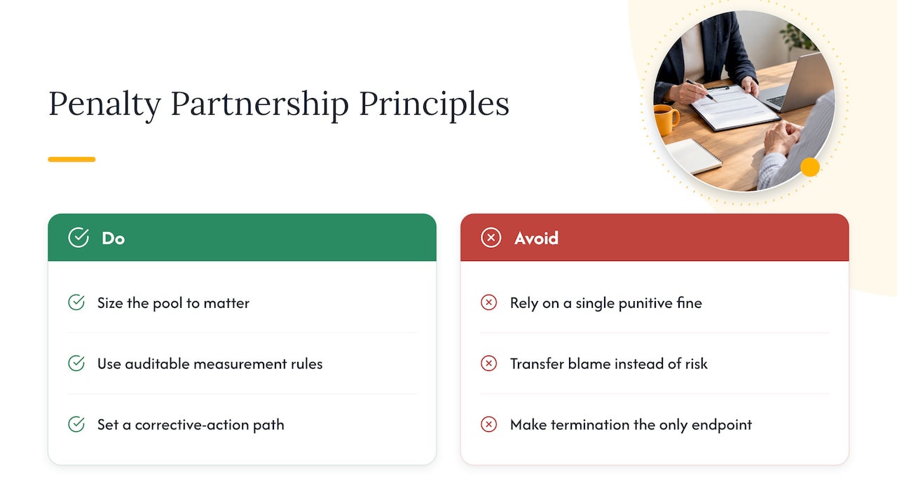 7. Why proportionate, escalated penalties protect the partnership — overview diagram