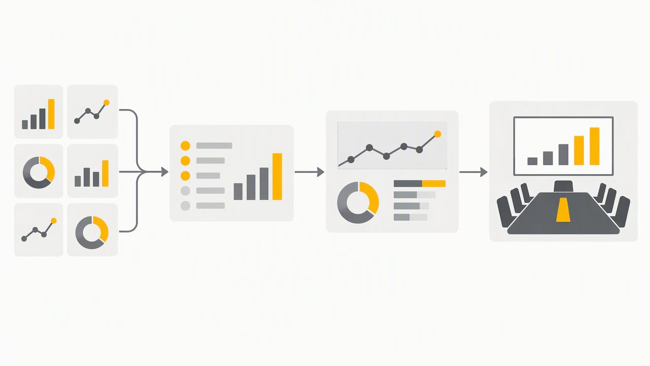 Four-stage CX reporting cadence flow