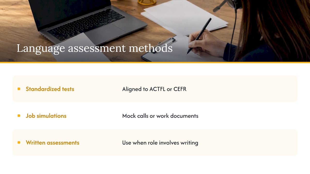 Three methods for verifying language proficiency