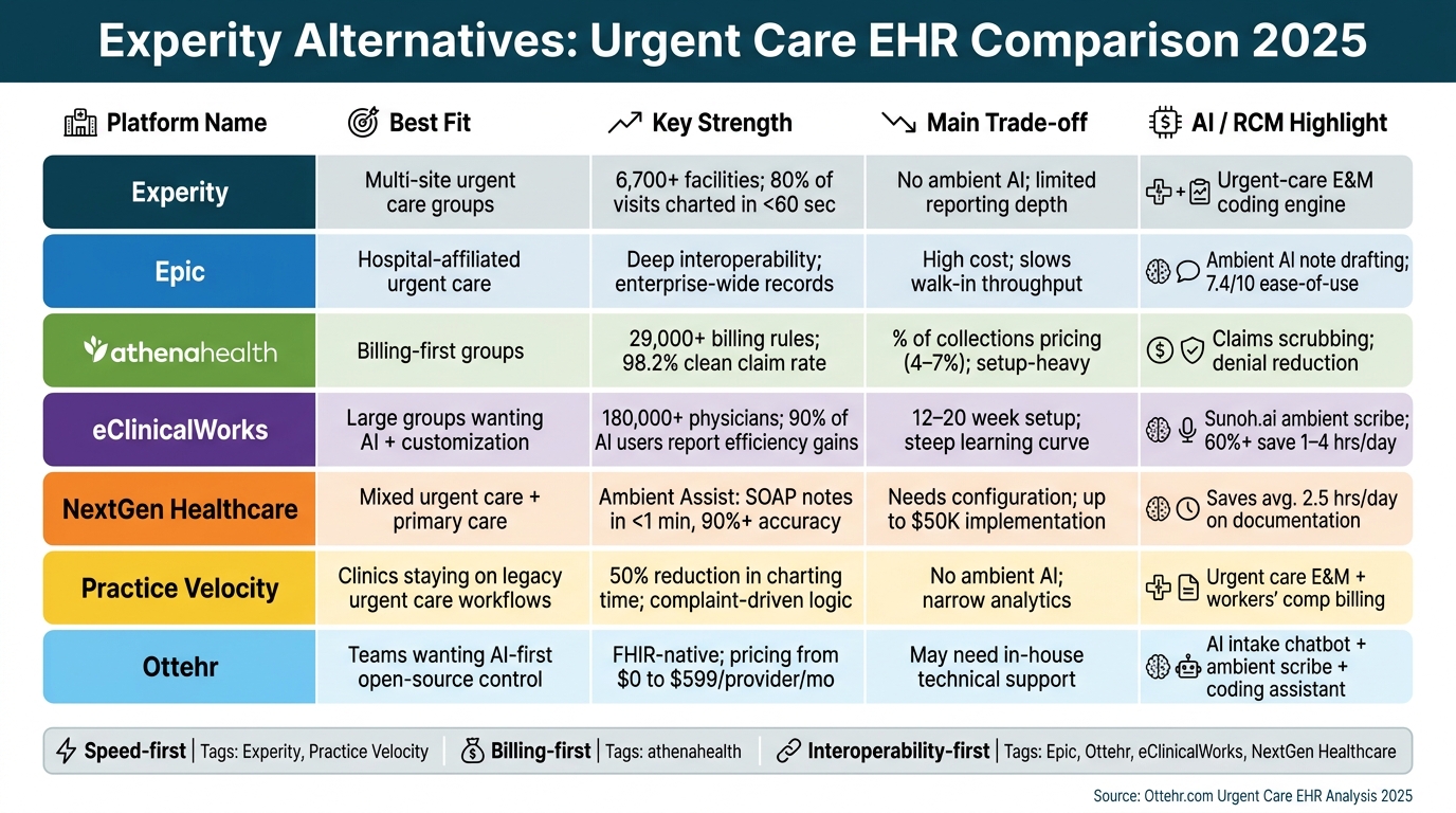 Experity Alternatives: Urgent Care EHR Comparison 2025