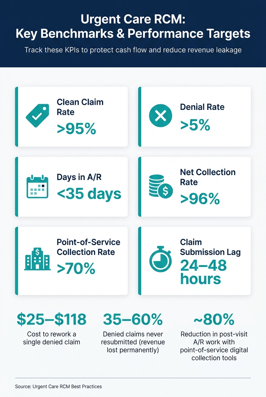 Urgent Care RCM KPIs & Benchmarks at a Glance