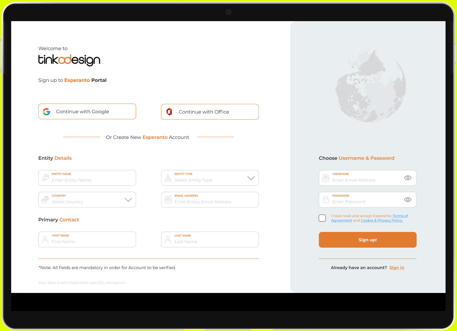 Laptop mockup of ux ui design of intellectual property platform