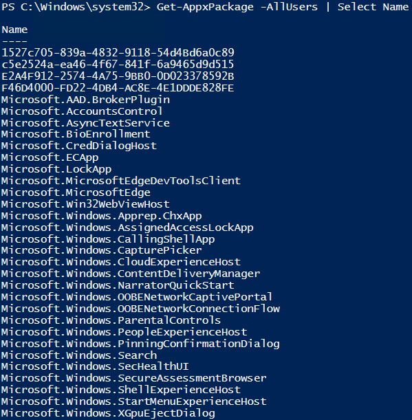 Get-AppxPackages -AllUsers
