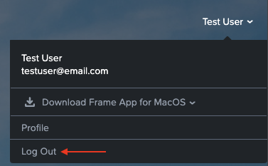 Log out from Frame