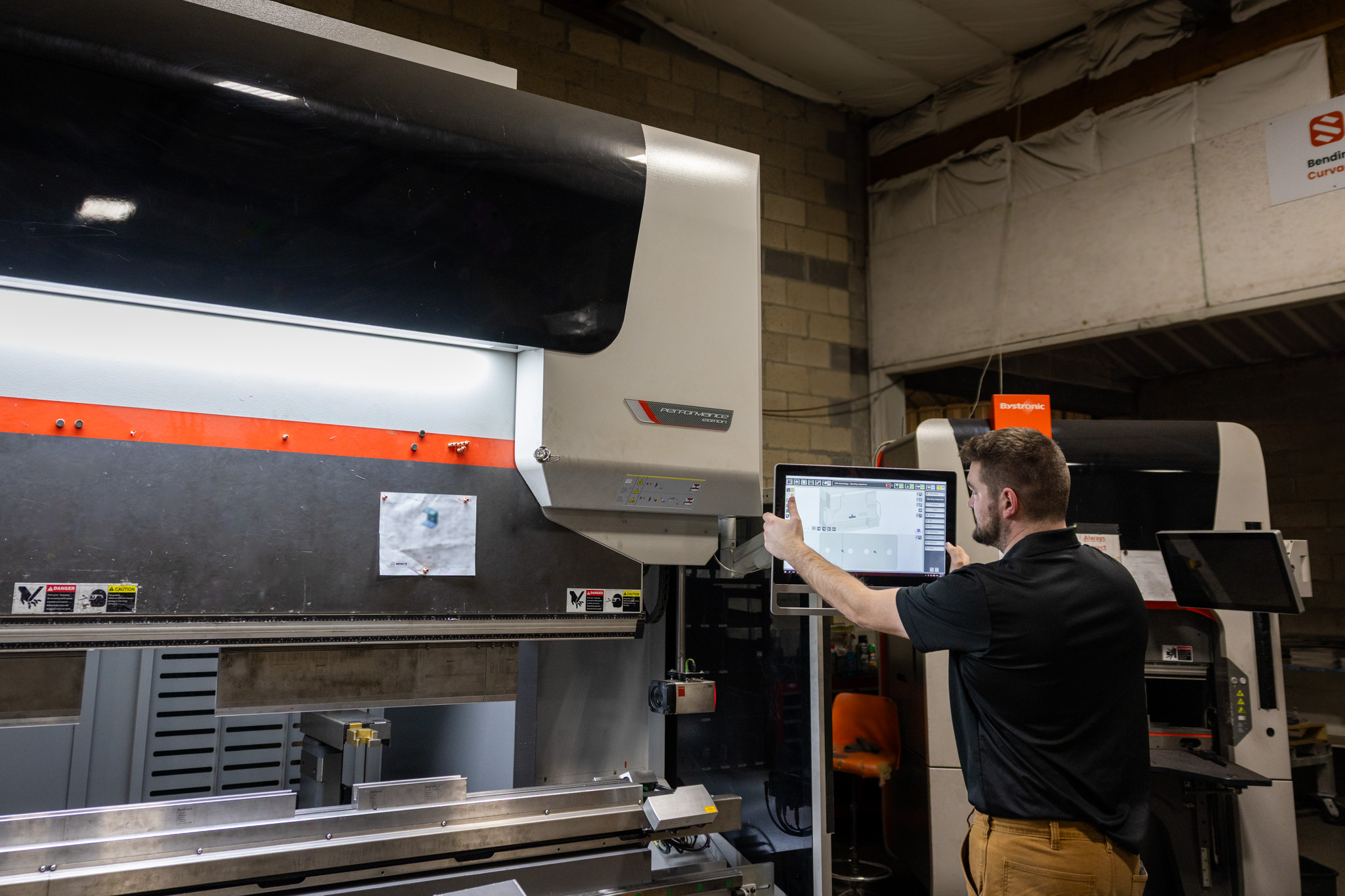 Bending metal with Bystronic machine.