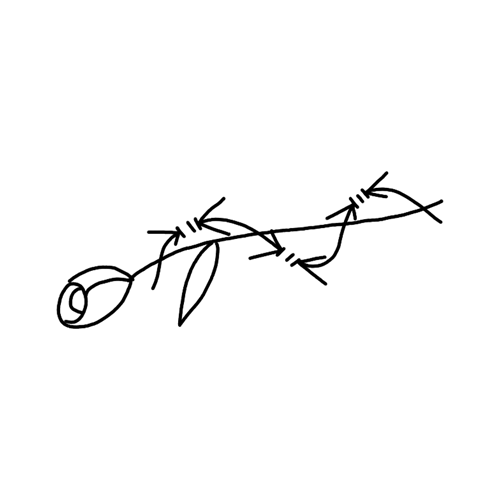 Flower wrapped in barbed wire tattoo from our Brooklyn Collection.