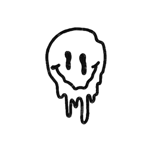 Melting smiley face tattoo designed by Gael Cleinow.