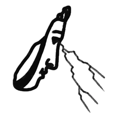 Abstract thunder mask tattoo designed by Gael Cleinow.