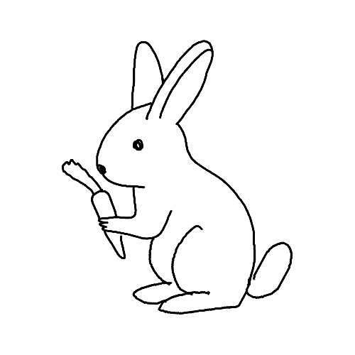 Minimalist, Rabbit holding a carrot tattoo.