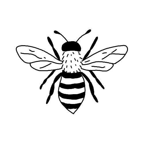 Minimalist Bee insect tattoo.