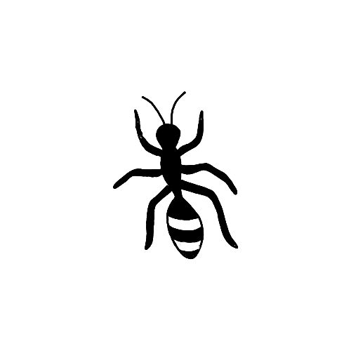 Minimalist Fire Ant insect tattoo.