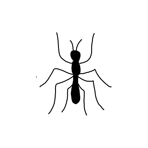 Minimalist Ant insect tattoo.