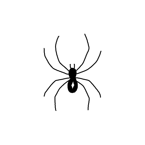 Minimalist Black Widow Spider insect tattoo.