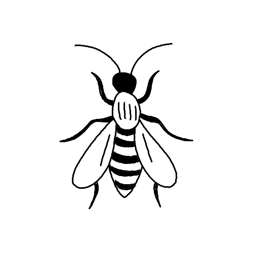 Minimalist simple wasp insect tattoo.