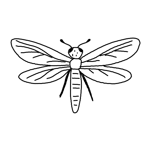 Minimalist dragonfly insect tattoo.