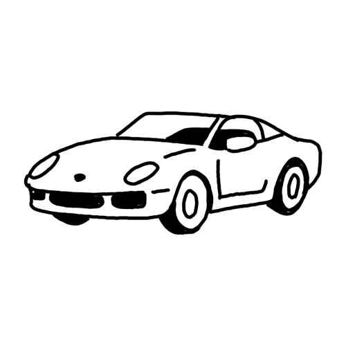 Simple 80s sports car tattoo.