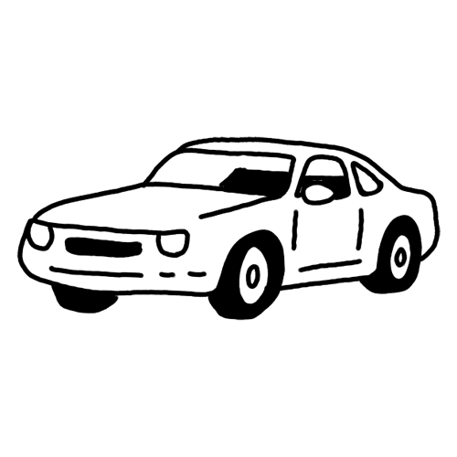 Simple 80s sedan car tattoo.