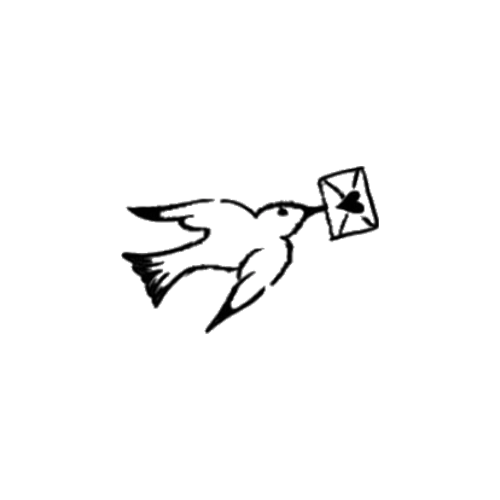 Cute little bird flying with a love letter for you. Tattoo designed by Perfect Angel