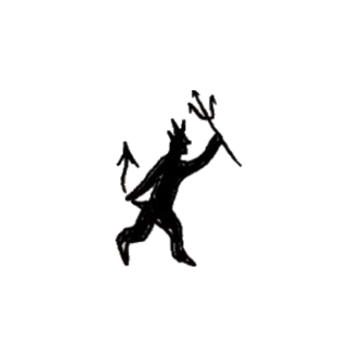 Solid fill devil guy tattoo by Perfect Angel.