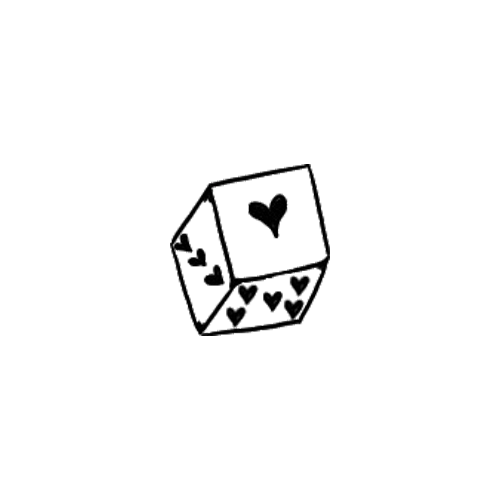 Die with hearts for numbers designed by Perfect Angel.