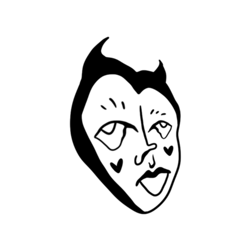 A funky devil tattoo designed by Carli Cherry.