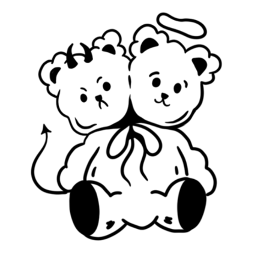 Cute angel and devil stuffed animal bears tattoo designed by Carli Cherry.