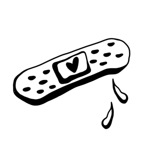 Bandaid with a heart tattoo designed by Carli Cherry.