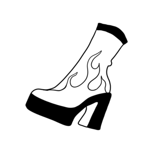 Disco fire boots designed by Carli Cherry.