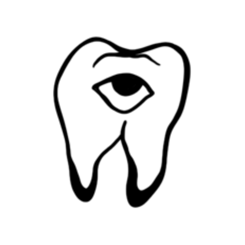 Tooth with an eye tattoo designed by Carli Cherry.