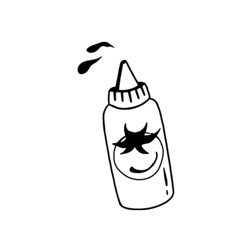 Cute Ketchup bottle tattoo designed by Carli Cherry.