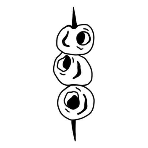 Three olives on a toothpick stick designed by Carli Cherry.