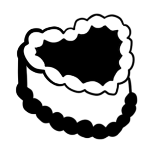 Heart shaped cake tattoo designed by Carli Cherry.