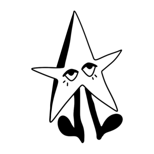 Cute star character tattoo designed by Carli Cherry.