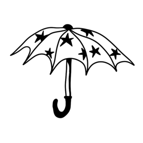 Unbrellas and umbrella with stars tattoo designed by Carli Cherry.